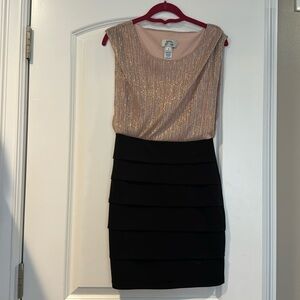 Party dress black pink small like new slim fit flattering